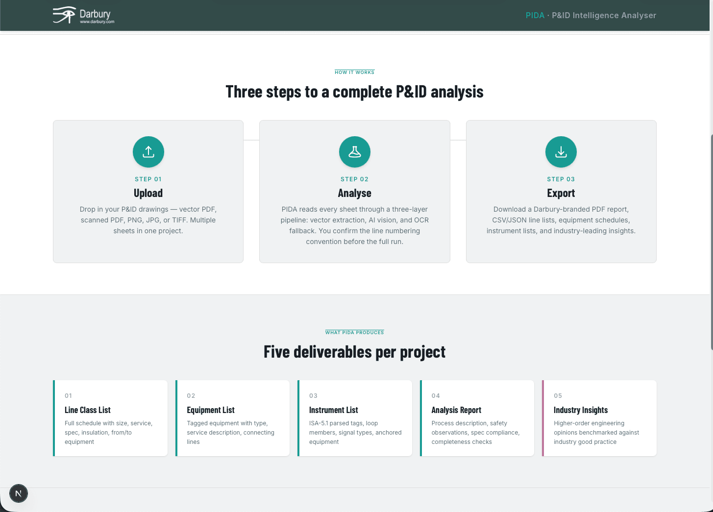 AI-assisted P&ID analysis with extracted tags and instrument data